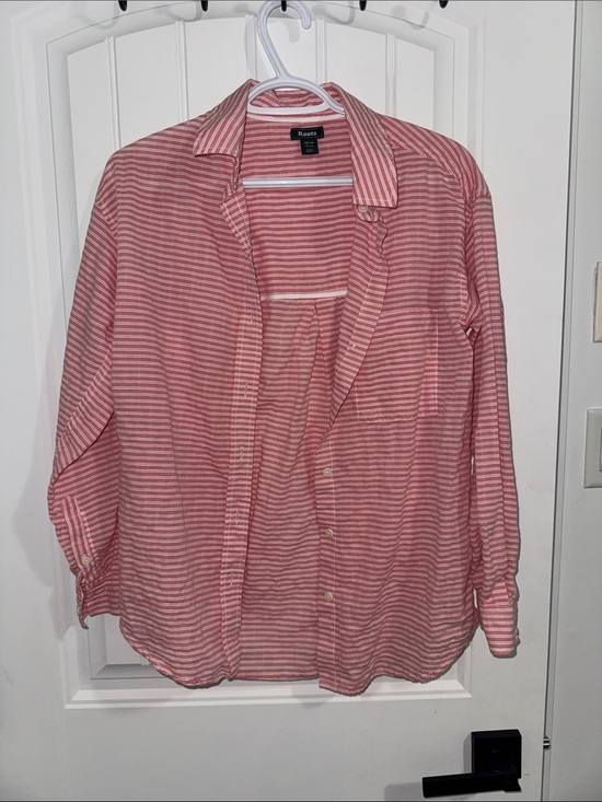 Roots Tops - Roots Coral and White Striped Button-Down Shirt